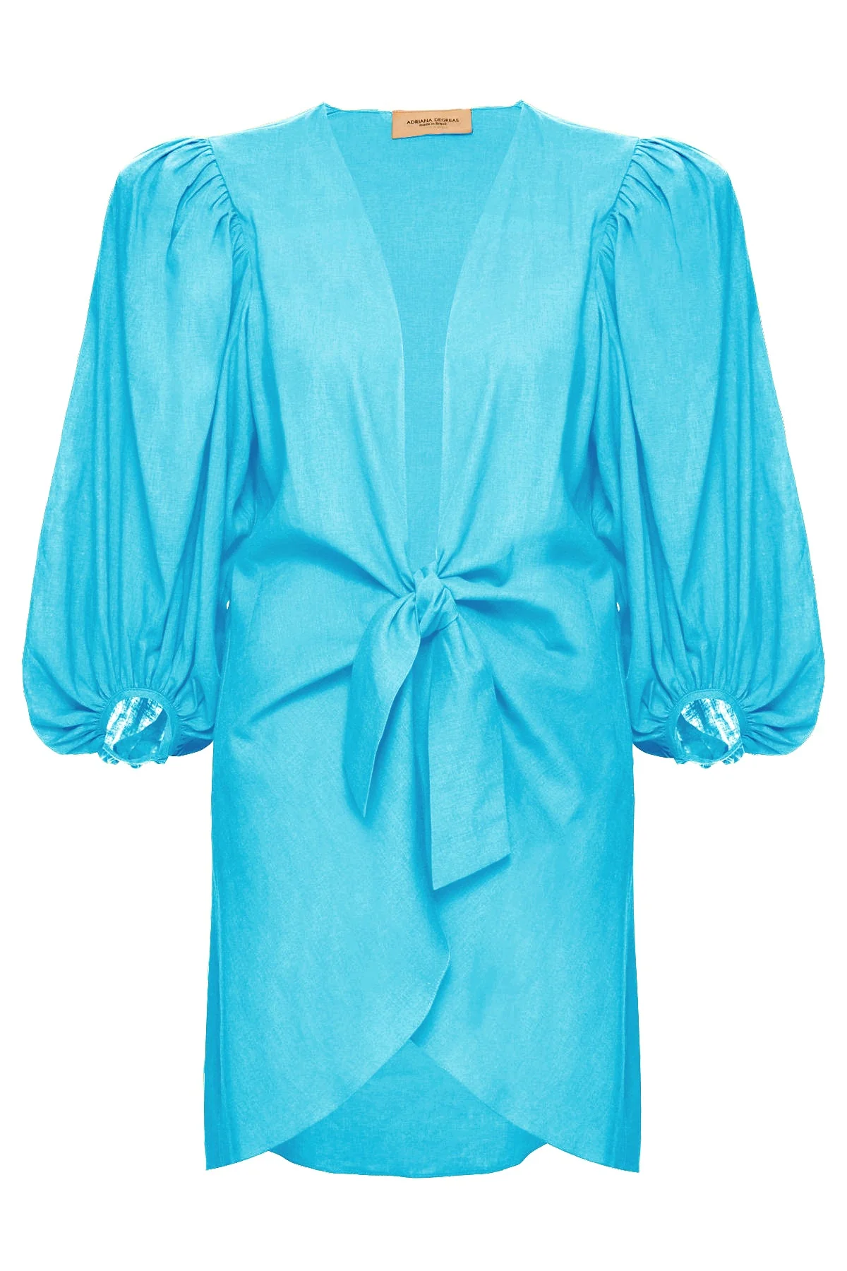 Solid Shirt With Voluminous Sleeves And Knot - Image 8